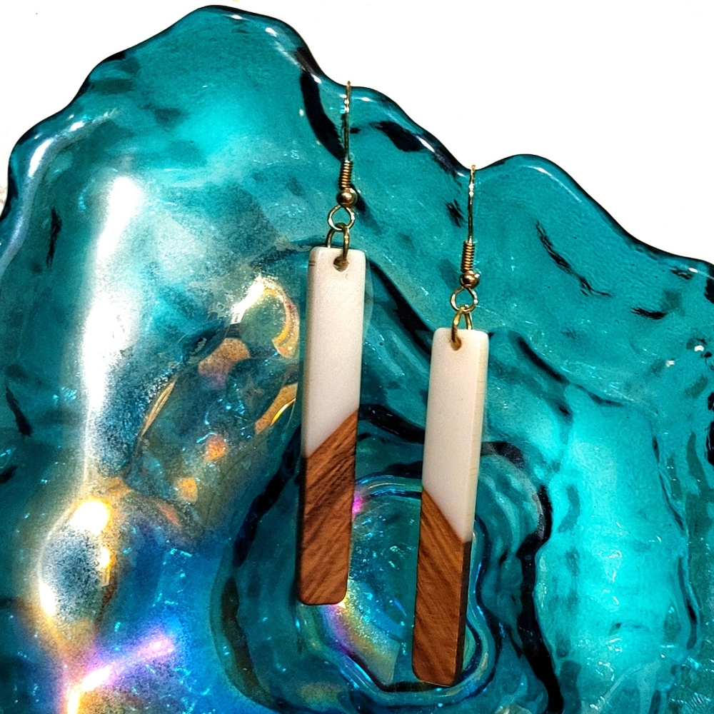 Love, Kuza Cream & Goldtone Contrast Bar Drop Earrings